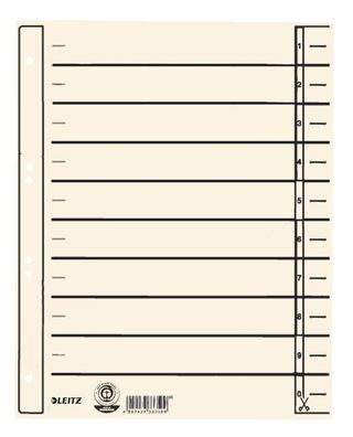 Leitz 1657-00-11 1657 Trennblätter - Lochung hinterklebt, Überbreite, A4, chamois,