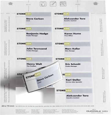 Durable 1453 02 Einsteckschild Badgemaker®, weiß, 75 x 40 mm 240 Stück