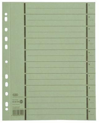 Elba 400004667 Trennblätter mit Perforation - A4 Überbreite, grün, 100 Stück