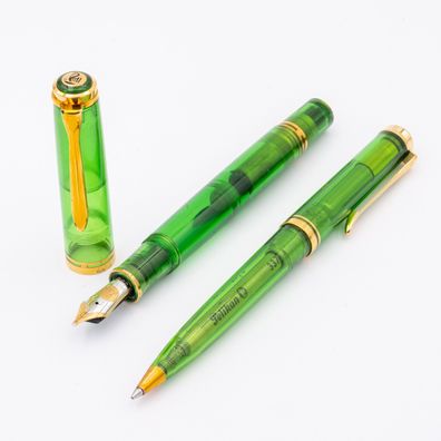 Pelikan Set Grün Transparent Füller M800 14K OBB K800 Dreh-Kugelschreiber