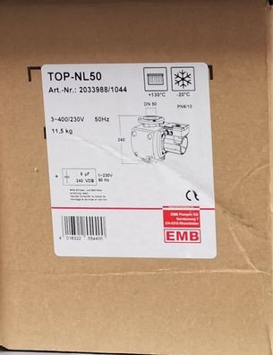EMB (Wilo) TOP-NL 50 Nassläuferpumpe Umwälzpumpe 2033988/1044 400 V 50 Hz PN6