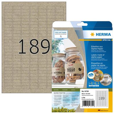 HERMA 10750 3.780 HERMA Etiketten braun 25,4 x 10,0 mm