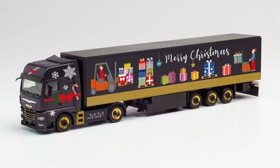 Herpa 312356 MAN TGX GX Gardinenplanen-Sattelzug m. Bordwänden, Herpa Weihnachtsmo