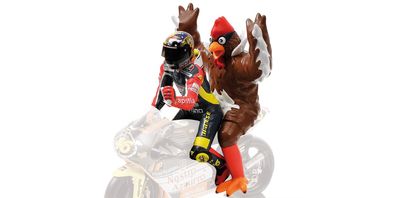 Minichamps 312980146 Figur Valentino Rossi- + Chicken GP 250 Barcelona 1998 Massst