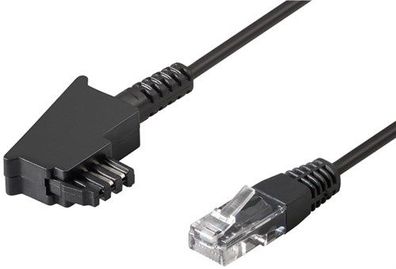 10X Goobay 51236 TAE-F Anschlusskabel für DSL / VDSL, 15 m, Schwarz - TAE-F-Stecke