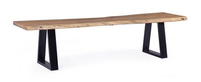 Sitzbank Artur 178 x 45 x 45cm mit Metallbeinen und Akazienholz Sitzfläche Natur