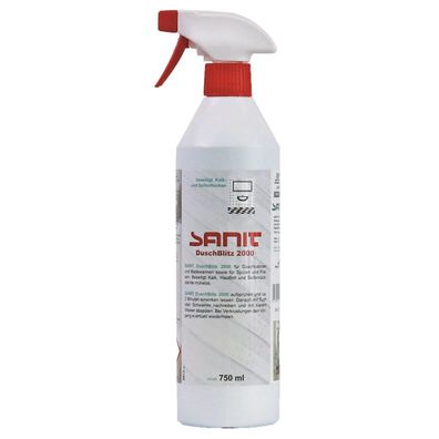 SANIT DuschBlitz 2000 Badreiniger 750ml bei Kalk- und Wasserflecken, 3015