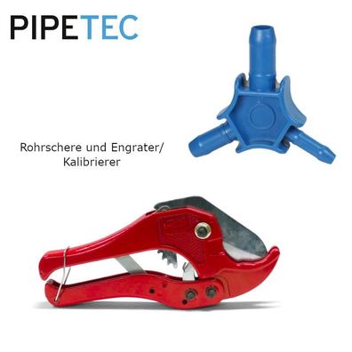 Pipetec Set für Kunststoff- und Metallverbundrohre, Rohrschere und Kalibrierer