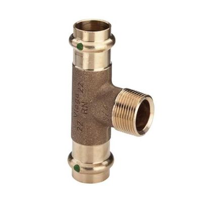 VIEGA Sanpress T-Stück mit SC-Contur, I/AG/I, Rotguss, 18-22mm, Modell 2217.1