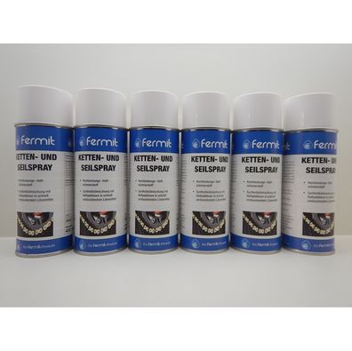 6x Fermit Kettenspray und Seilspray Hochleistungs Haftschmierstoff Kette 400ml