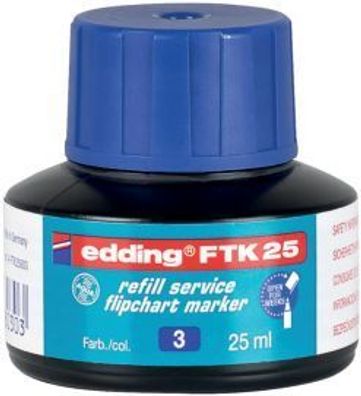 Edding 4-FTK25003 FTK 25 Nachfülltusche - für Flipchartmarker, 25 ml, blau