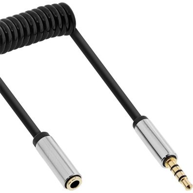 InLine® 99282 Slim Audio Spiralkabel Klinke 3,5mm ST/BU, 4-polig, Stereo, 2m