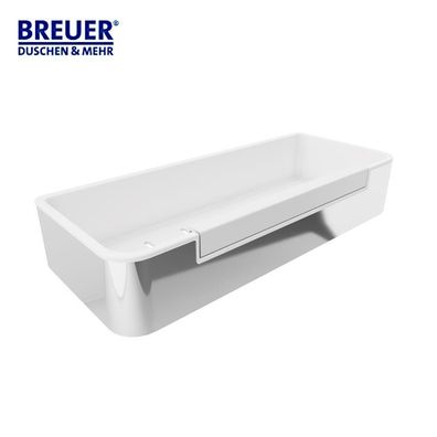 Moderner Duschkorb Seifenkorb, rechteckig, inkludierter Glasabzieher, weiß chrom
