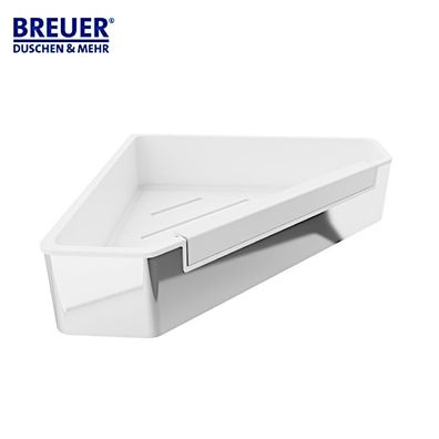 Moderner Duschkorb, Seifenkorb, Fünfeck, inkludierter Glasabzieher, Eckduschkorb
