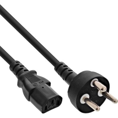 InLine® 16653K Netzkabel, Netzstecker Dänemark auf Kaltgerätestecker C13, 3m