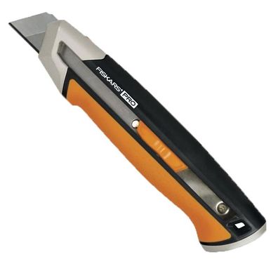Fiskars CarbonMax Cuttermesser 25mm, Abbrechmesser integrierter Klingenentferner