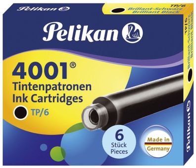 Pelikan® 301218 Tintenpatrone 4001® TP/6 - brillant-schwarz, 6 Patronen