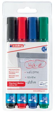 Edding 4-383-4 Flipchartmarker - nachfüllbar, 1 - 5 mm, 4 Farben, Etui