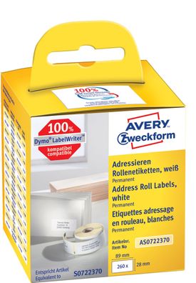 AVERY Zweckform Rollenetiketten, 89 x 28 mm, weiá