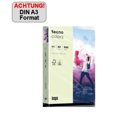 tecno 88324450 tecno Kopierpapier colors hellgrün DIN A3 80 g/qm 500 Blatt