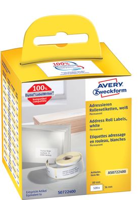 AVERY Zweckform Rollenetiketten, 89 x 36 mm, weiá