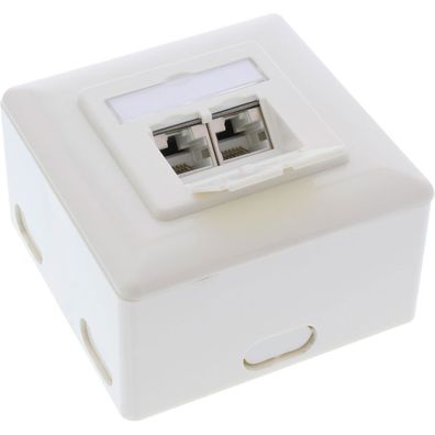 InLine® 76842S Cat.6A Anschlussdose, AP/UP 2x RJ45 Buchse, RAL9010, weiß, senkrecht