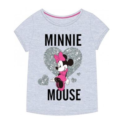 Minnie Mouse Shirt mit glitzerndem Herz, grau - Größe: 122