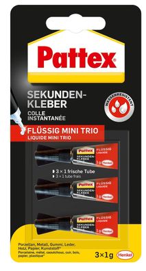 Pattex 9H PSMT3 Sekundenkleber - 3x 1g, Blister