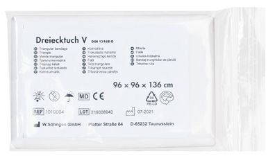 SÖHNGEN® 1010004 Dreiecktuch V Form - DIN 13168, reinweiß