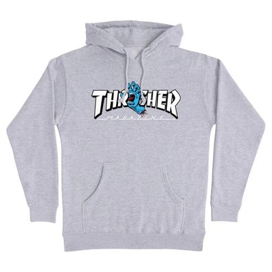 Thrasher Hoodie Screaming Santa Cruz Logo P/O Hooded grey - Größe: S