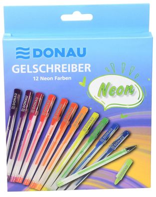 DONAU 5110300-99 Gelschreiber - 12 Farben Neon, Etui