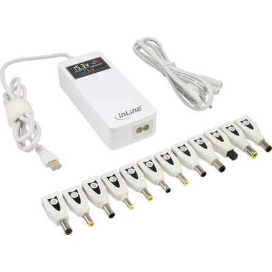 InLine® 26618W Universal Netzteil für Notebooks mit Farbdisplay, 90W, USB, 100-240