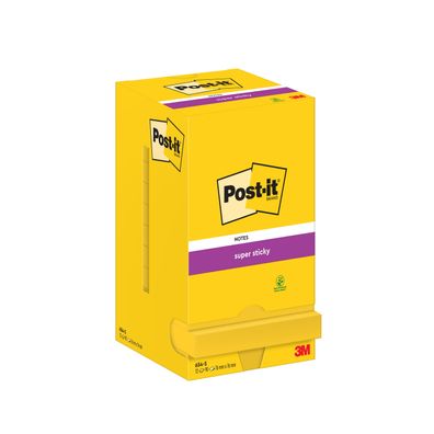 POST-IT 654-S Haftnotizblock Super Sticky - 76 x 76 mm, narzissengelb, 12x 90