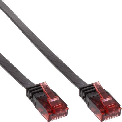 InLine® 71601S Patchkabel flach, U/UTP, Cat.6, schwarz, 1m