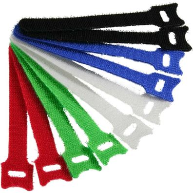 InLine® 59943D Kabelbinder 12x125mm, Klett-Verschluss, 10er, 5 versch. Farben