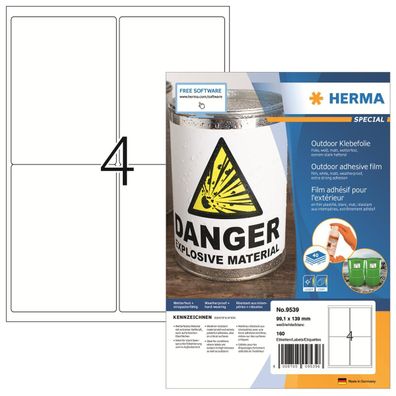 HERMA Etik. A4 Outdoor Klebefolie weiß 99,1x139 mm 160 St