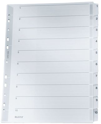 Leitz 4324-00-00 4324 Zahlenregister - 1-10, A4, Karton, 10 Blatt, grau