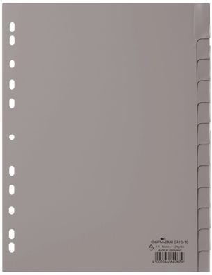 Durable 6410 10 Register - PP, blanko, grau, A4, 12 Blatt