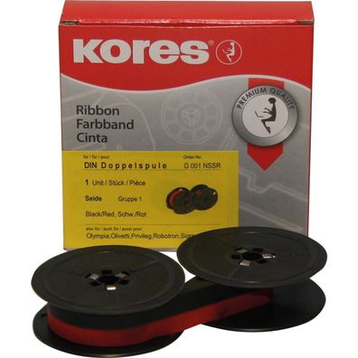 Kores Farbband, Gruppe 1, DIN DS, Seide, schwarz/rot