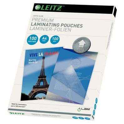 Leitz 7480-00-00 7480 Laminierfolie UDT - A4, glänzend, 100 mym, 100 Stück