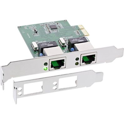 InLine® Dual Gigabit Netzwerkkarte, PCI Express, 2x 1GBit/s, PCIe x1, inkl. low