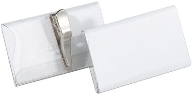 Durable 8110 19 Namensschild mit drehbarer Krokoklemme, 75 x 40 mm, 25 Stück