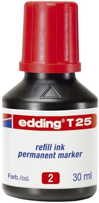 Edding 4-T25002 T 25 Nachfülltinte - für Permanentmarker, 30 ml, rot