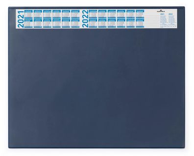 Durable 7204 07 Schreibunterlage mit Jahreskalender - PVC, 650 x 520 mm, dunkelblau