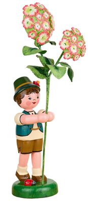 Blumenkind Junge mit Hortensie, 24cm hoch