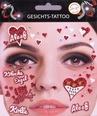 Glitter Gesichts Tattoo Kölscher Engel Köln Kostüm Karneval Fasching