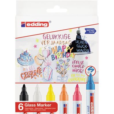 edding 4-95-6 6 Glasboardmarker farbsortiert 1,0 - 5,0 mm