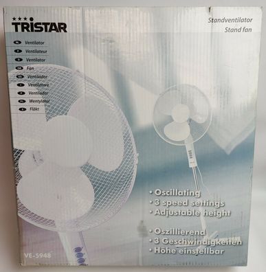 Tristar VE-5948 Standventilator 50W 3 Geschwindigkeitsstufen Weiß verstellbar