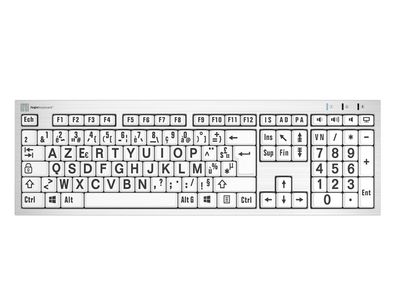 Logickeyboard LargePrint - Standard - Verkabelt - USB - ?ŽERTY - Weiß