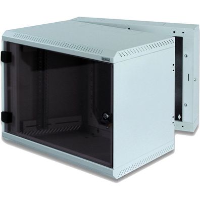 Tritón RBA-09-AD5-CAX-A1 19" Wandschrank 9HE, 600x515, zweiteilig, Glastür, lichtgrau
